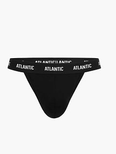Мужские стринги из дышащего хлопка черного цвета ATLANTIC 51379